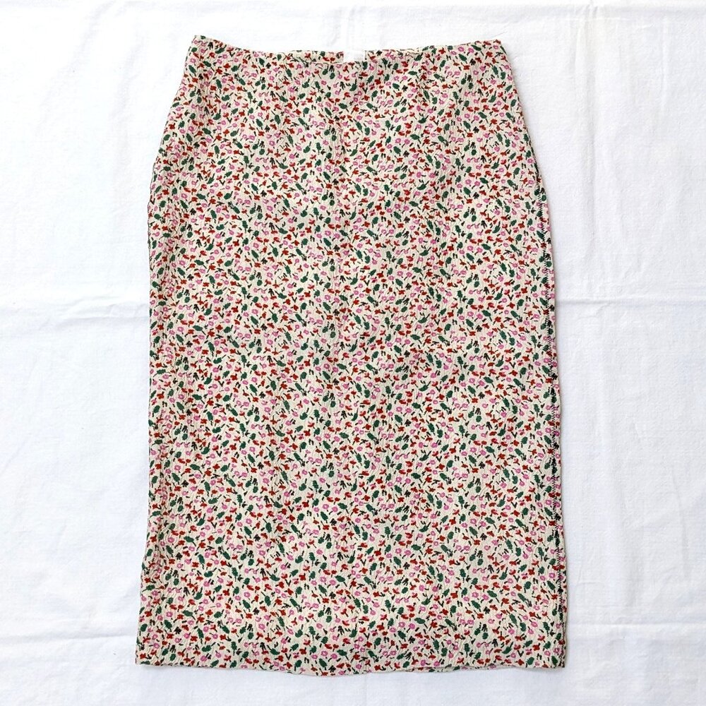 Marni Ivory Floral Silk Blend Midi Straight Skirt Size 42 IT, US 6